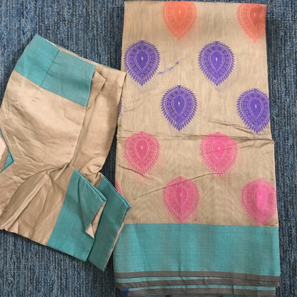 Silk-Cotton Sari & Blouse